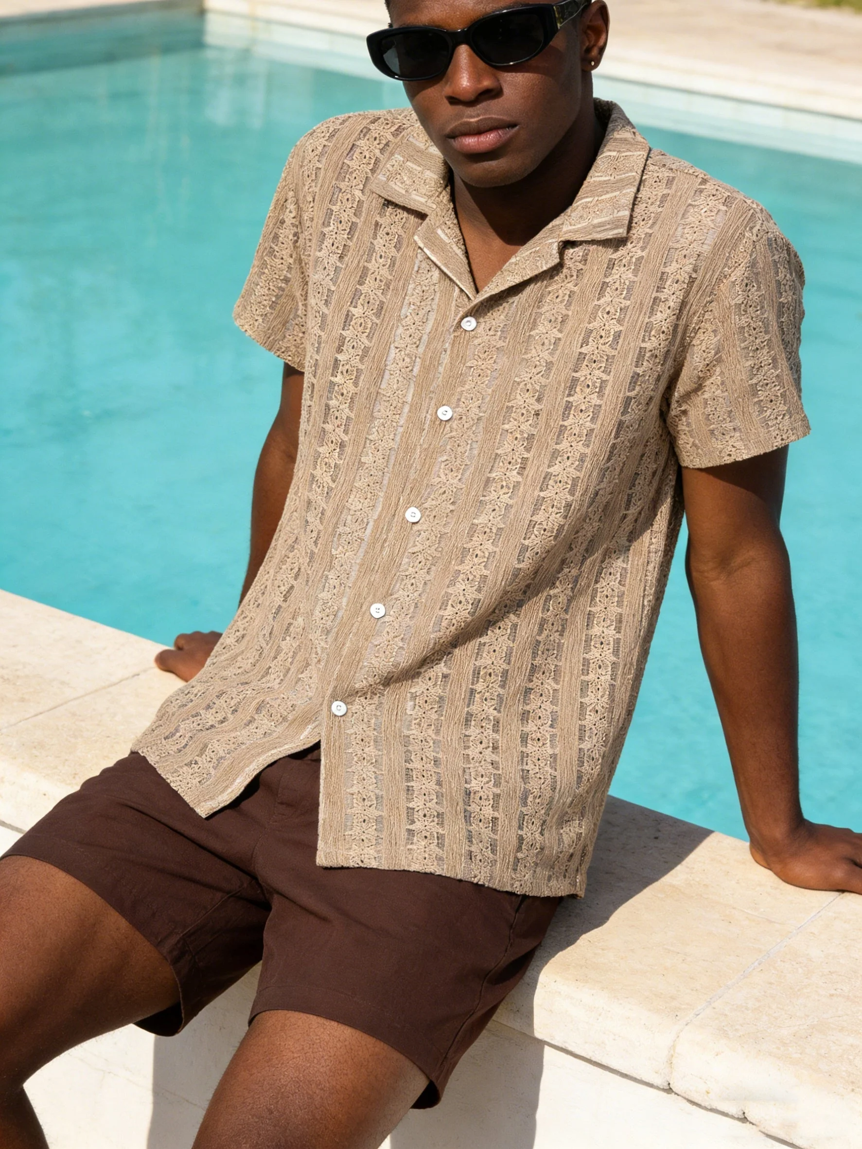 Chemise décontractée homme style bohème à manches courtes pour les vacances plage - Image 3