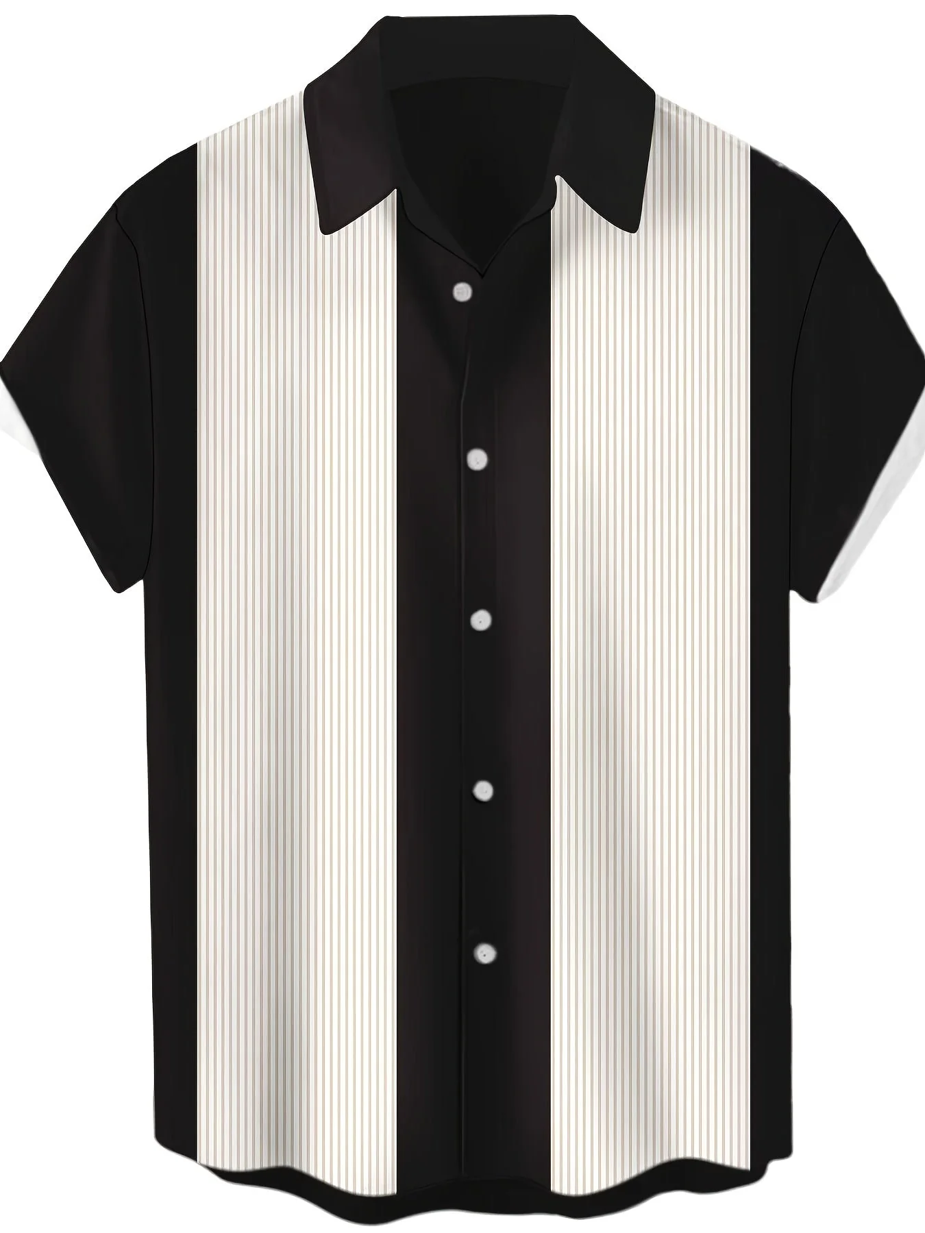Chemise décontractée homme style bowling à rayures verticales manches courtes - Image 6