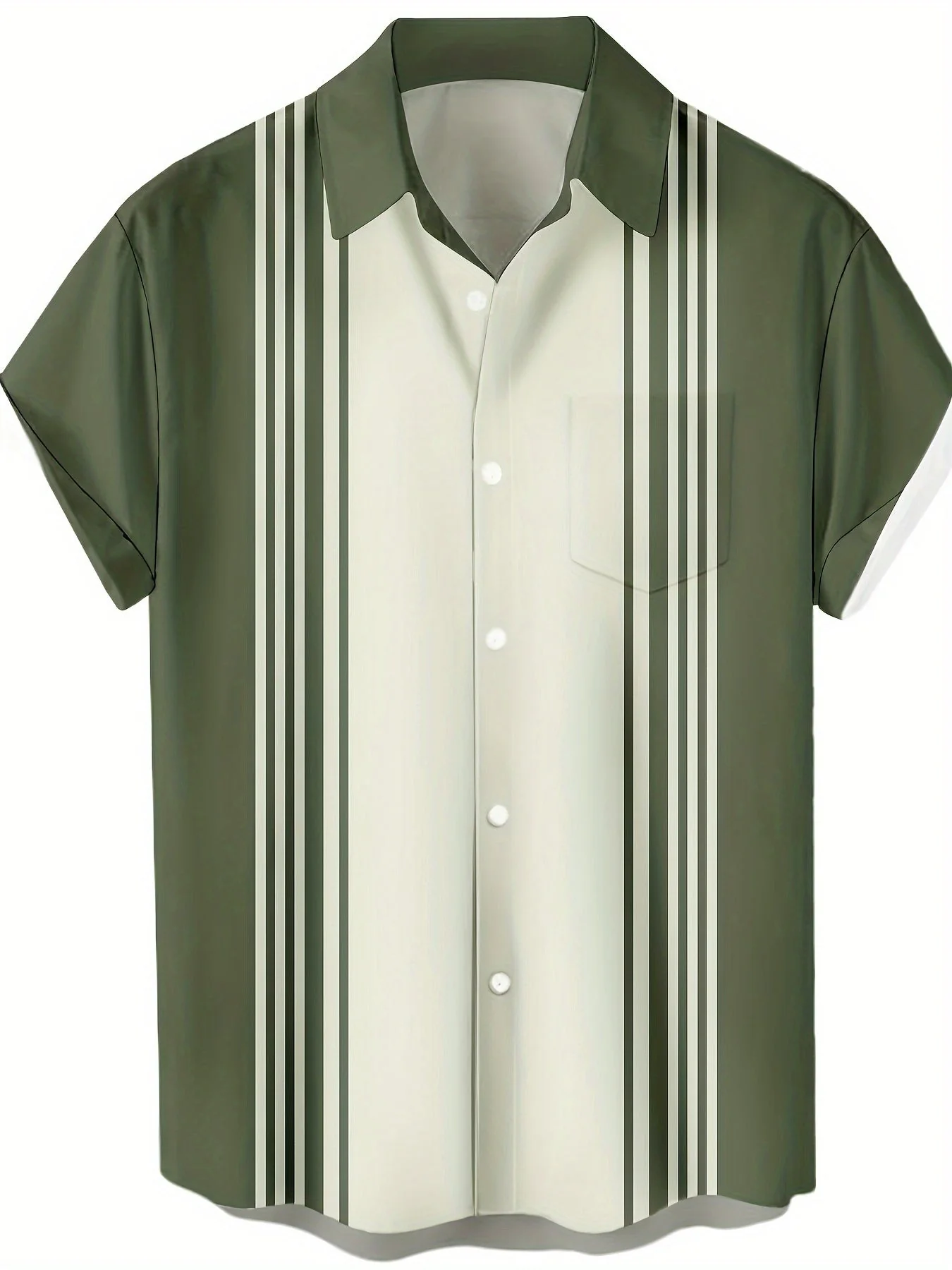 Chemise décontractée homme style bowling à rayures verticales manches courtes - Image 7
