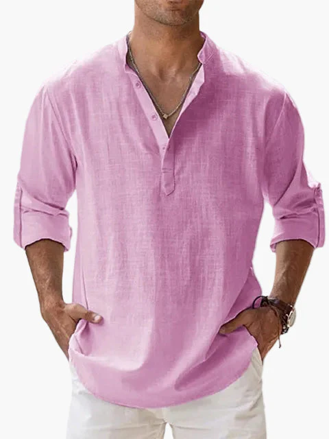 Chemise décontractée homme style col tunisien manches longues idéale pour l'été et les loisirs - Image 10