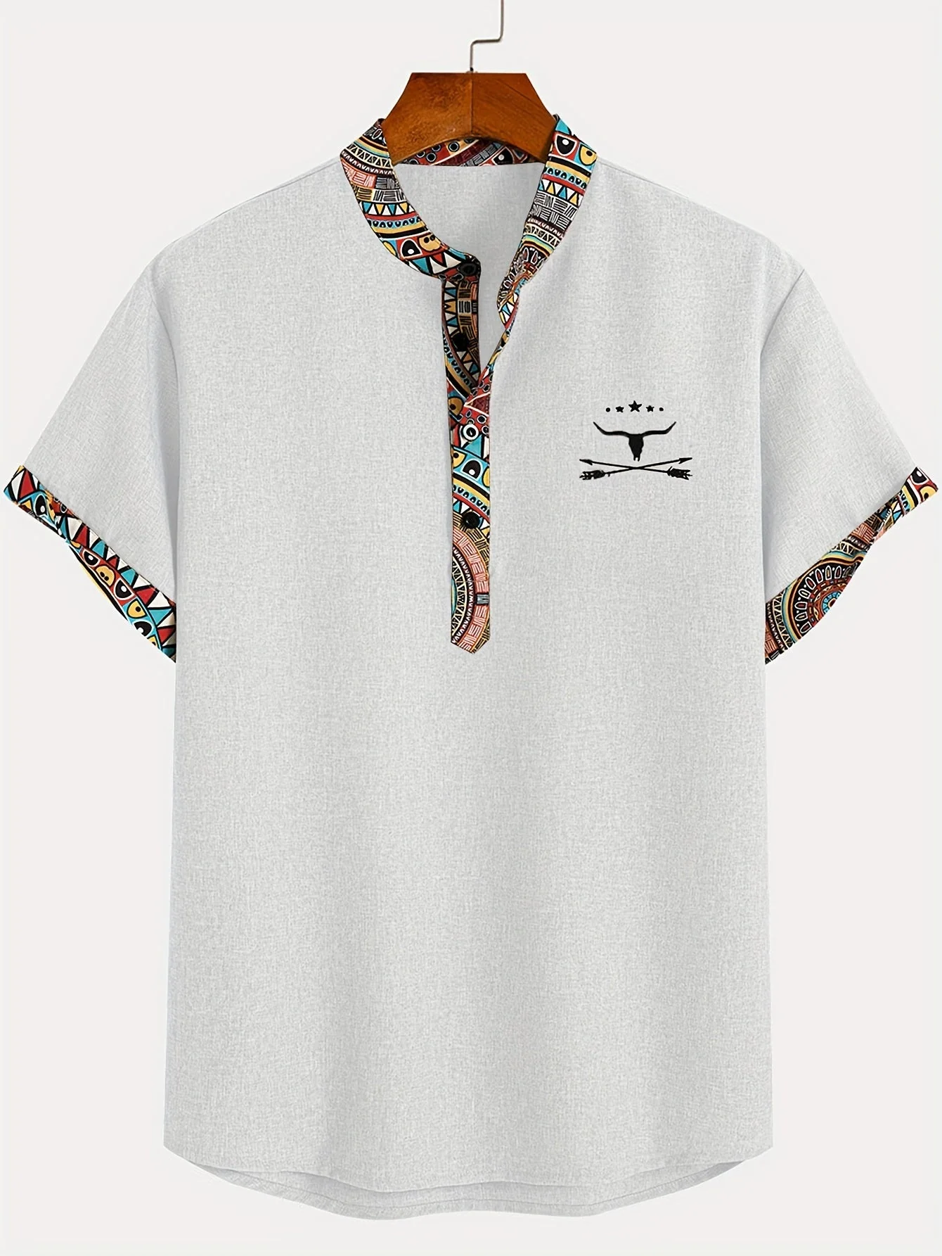 Chemise décontractée homme style ethnique col tunisien pour l'été - Image 4