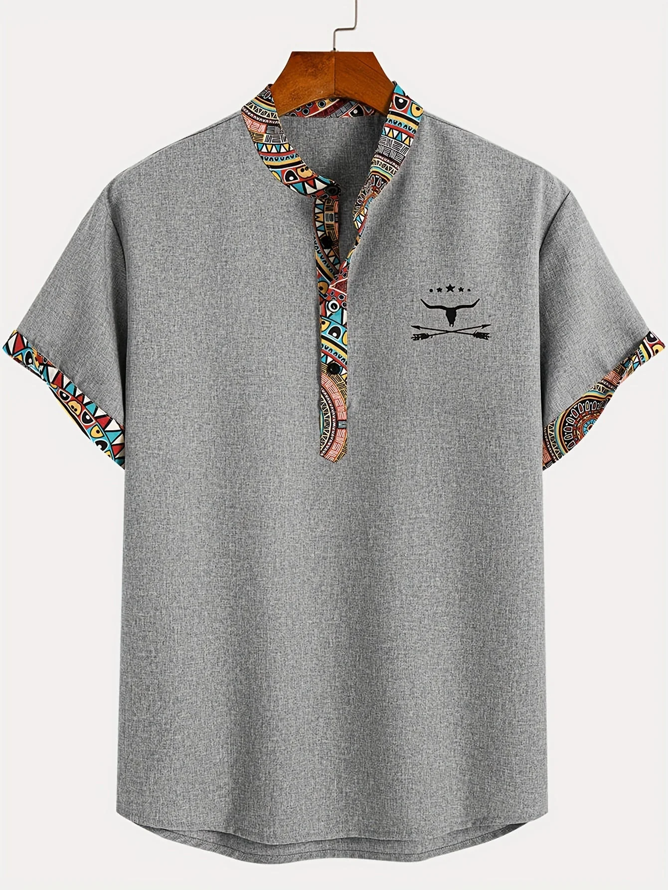 Chemise décontractée homme style ethnique col tunisien pour l'été - Image 5
