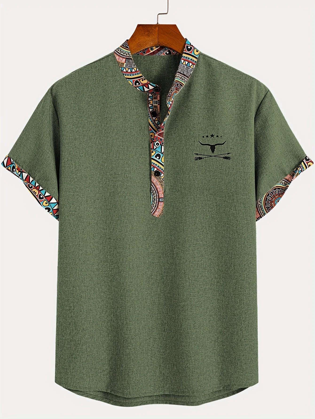 Chemise décontractée homme style ethnique col tunisien pour l'été - Image 6