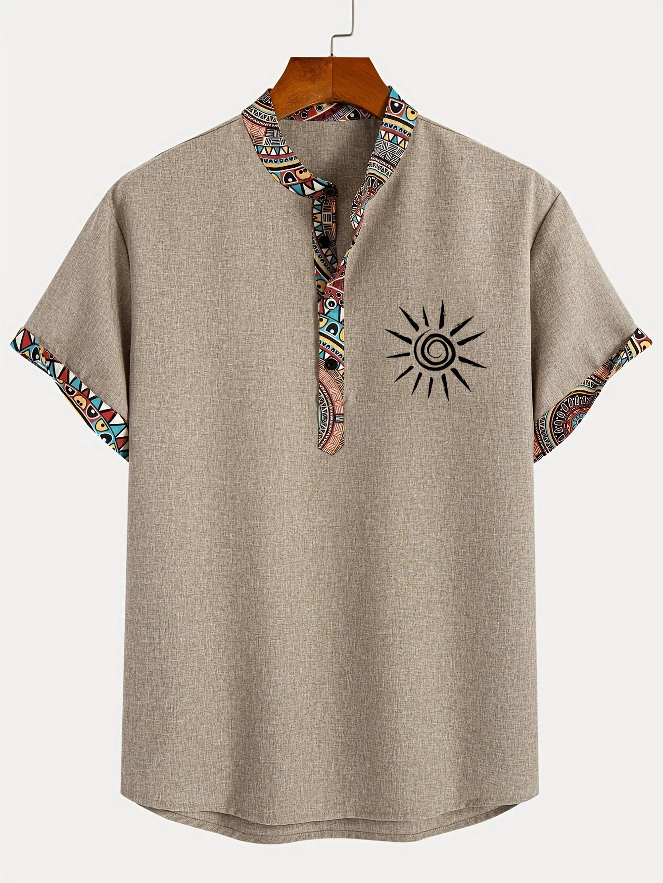 Chemise décontractée homme style ethnique col tunisien pour l'été - Image 7