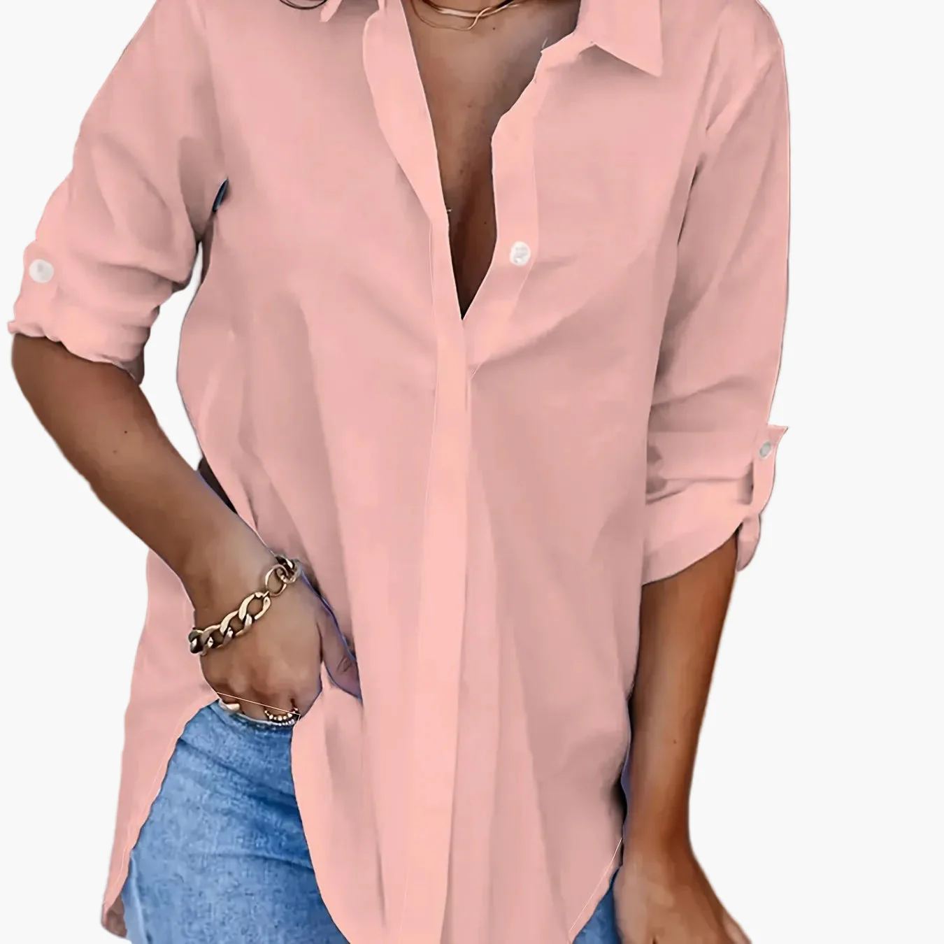 Chemise décontractée longue pour femme – Style ample et polyvalent, idéale au quotidien ou pour le bureau - Image 17