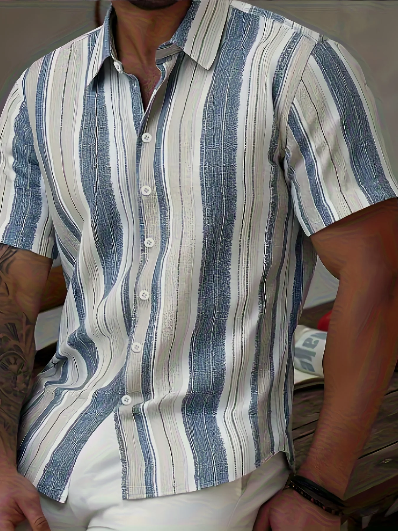 Chemise décontractée à manches courtes pour homme – Style estival élégant - Image 3