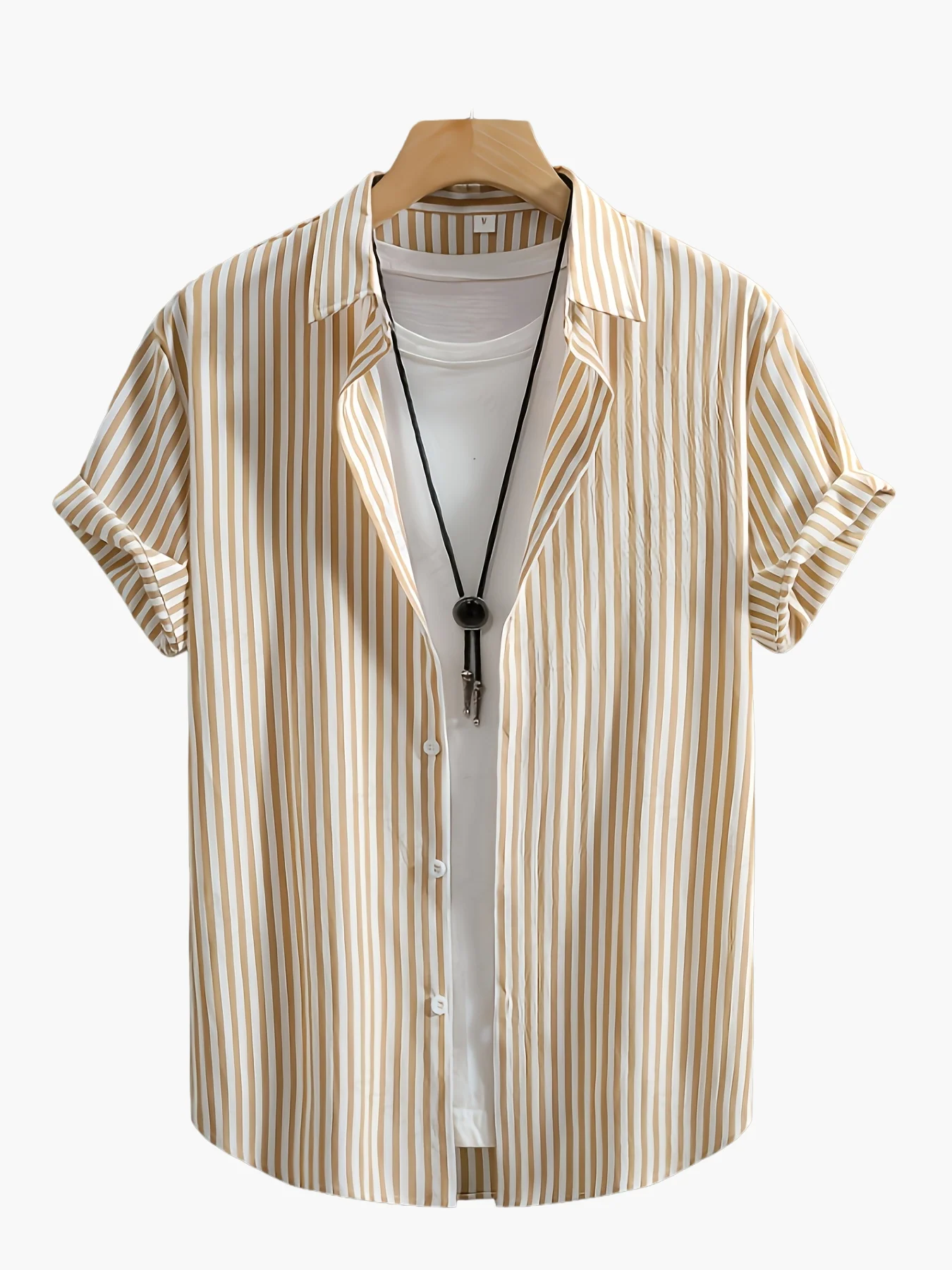 Chemise décontractée à manches courtes pour homme style estival à rayures - Image 6