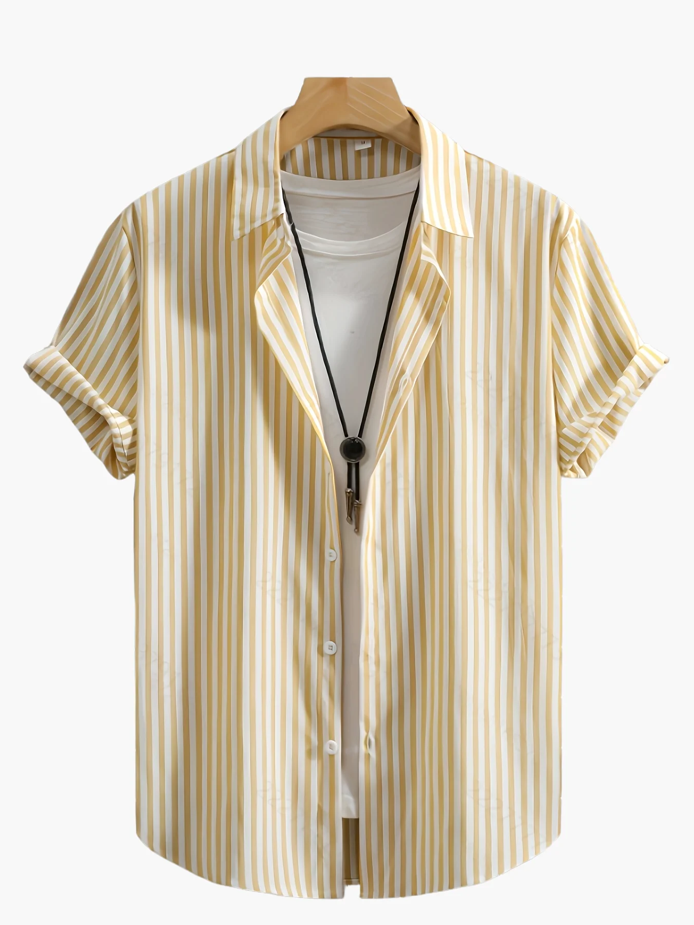 Chemise décontractée à manches courtes pour homme style estival à rayures - Image 8