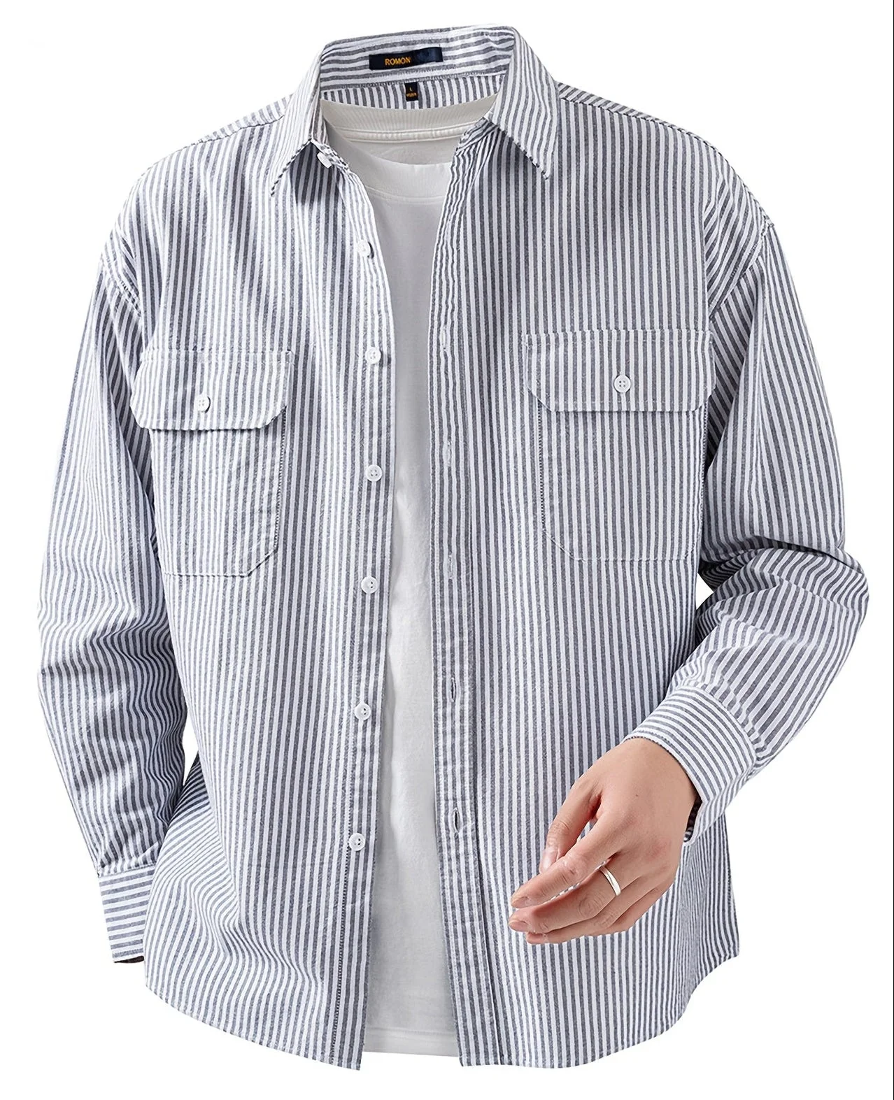 Chemise décontractée à rayures pour homme – Style polyvalent pour le quotidien et les loisirs - Image 3