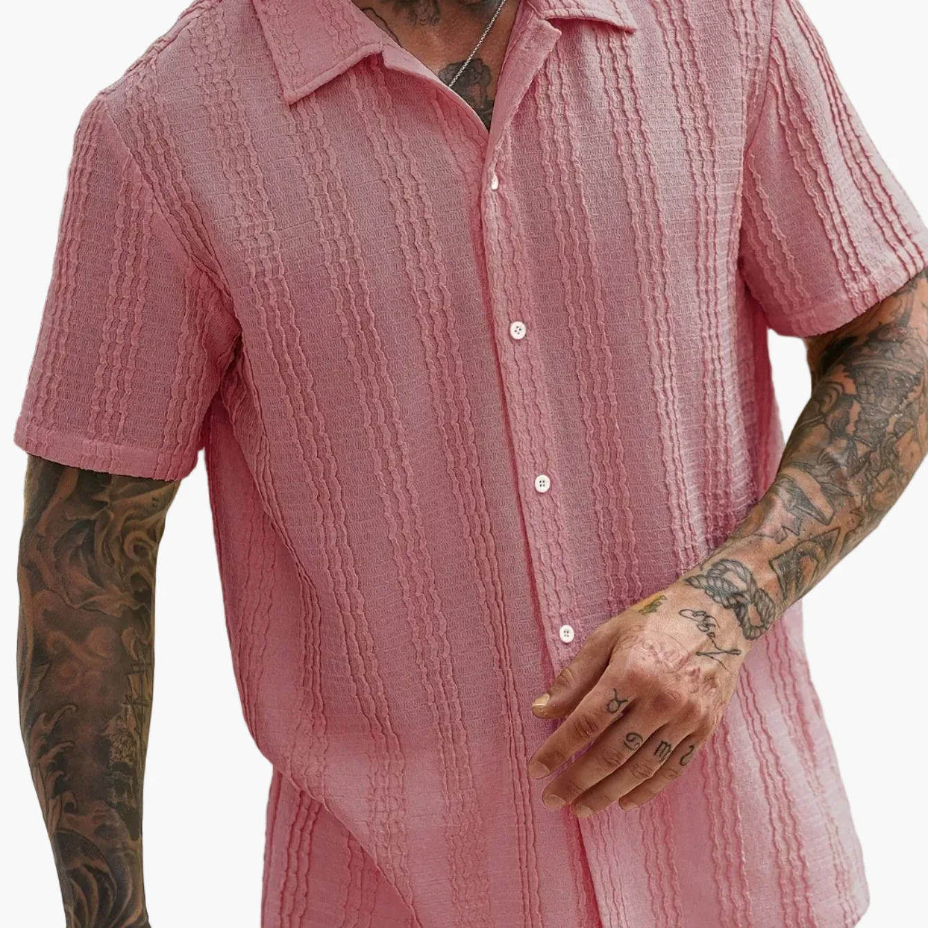 Chemise décontractée à rayures ondulées pour homme – Style estival tendance, idéale pour les sorties et les week-ends - Image 13