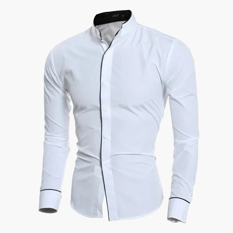 Chemise élégante à col montant pour homme – Style moderne et ajusté, idéale pour le bureau ou les occasions spéciales - Image 2