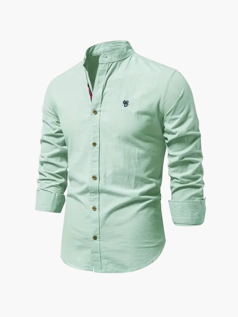 Chemise élégante homme à col mao style décontracté affaires - Image 2