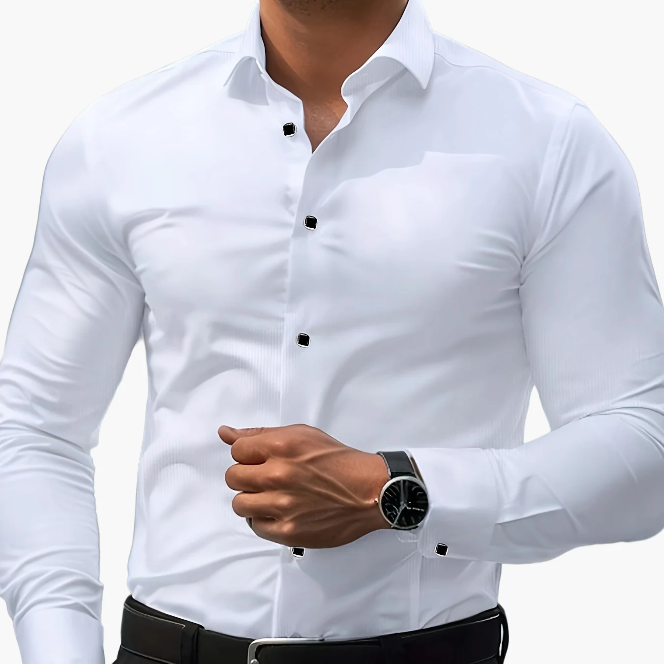 Chemise élégante à manches longues pour homme - Coupe ajustée, style business et urbain - Image 11
