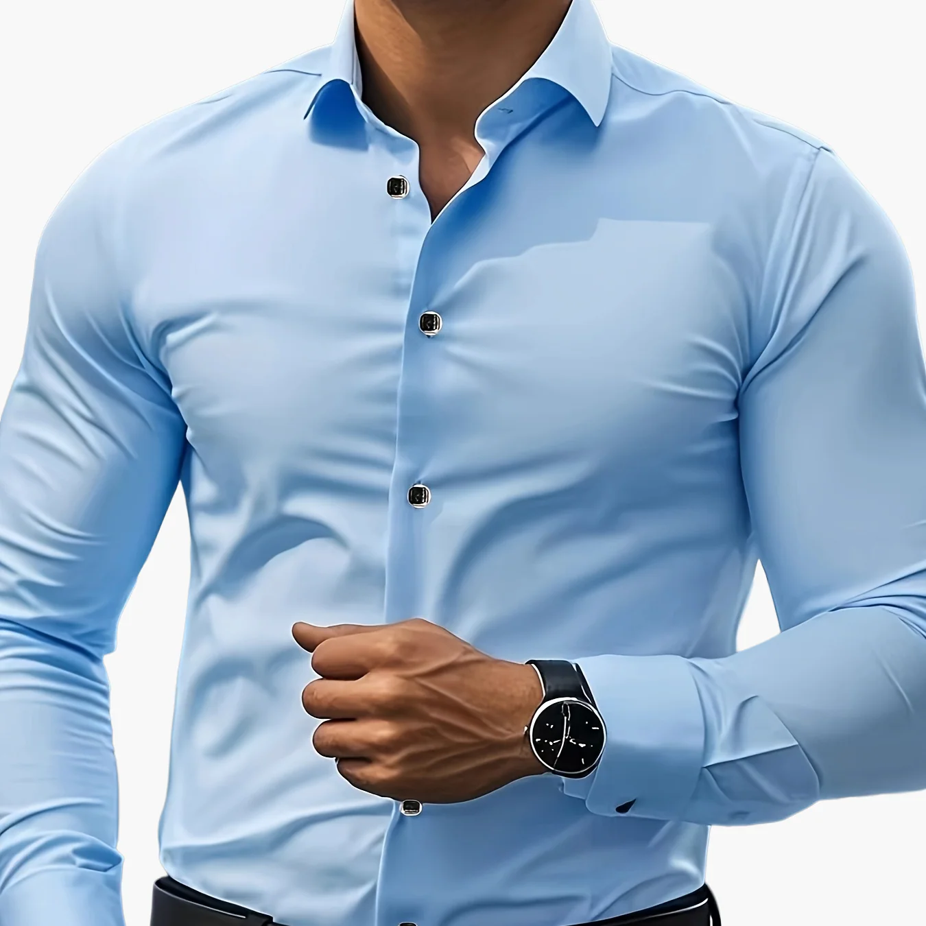 Chemise élégante à manches longues pour homme - Coupe ajustée, style business et urbain - Image 12