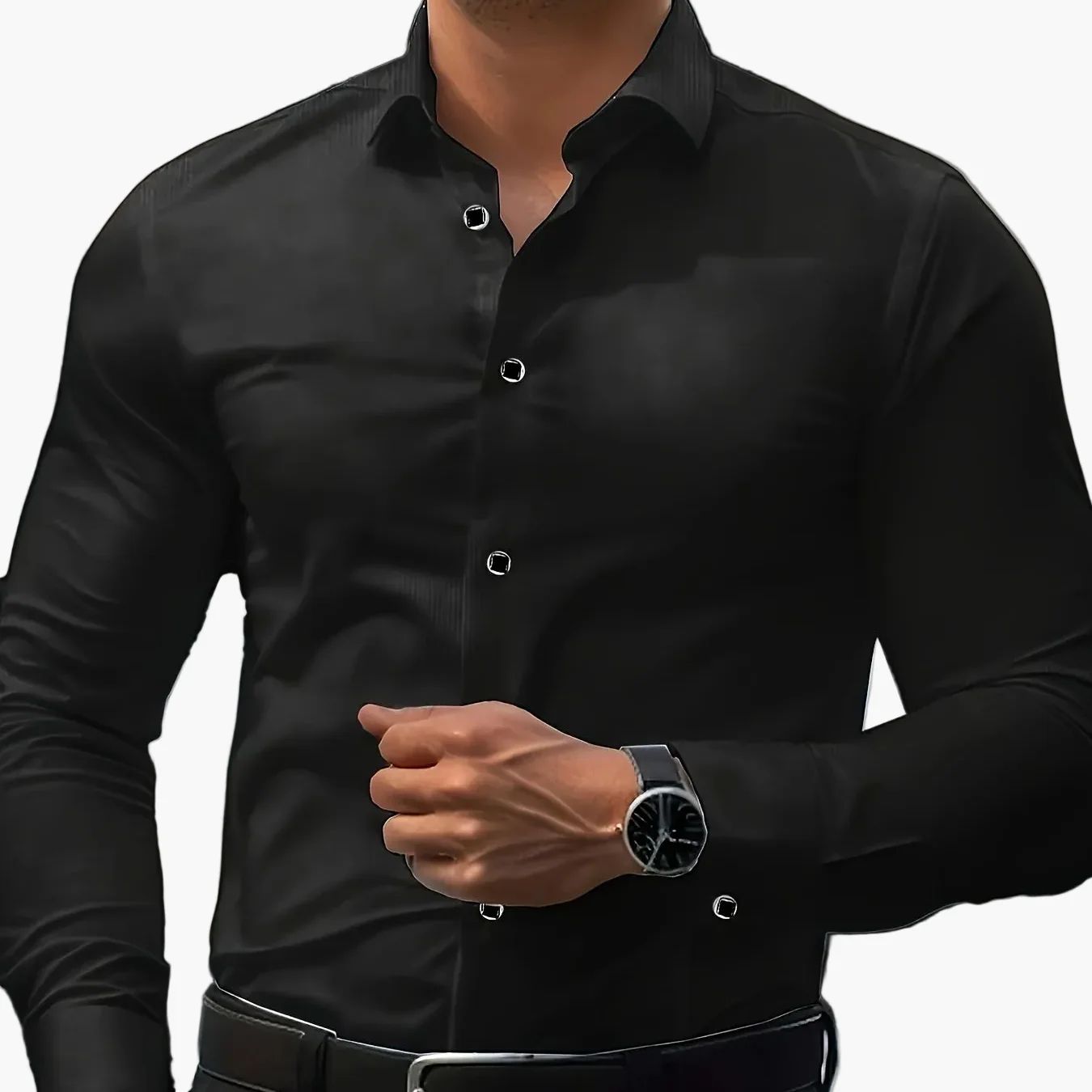 Chemise élégante à manches longues pour homme - Coupe ajustée, style business et urbain - Image 13