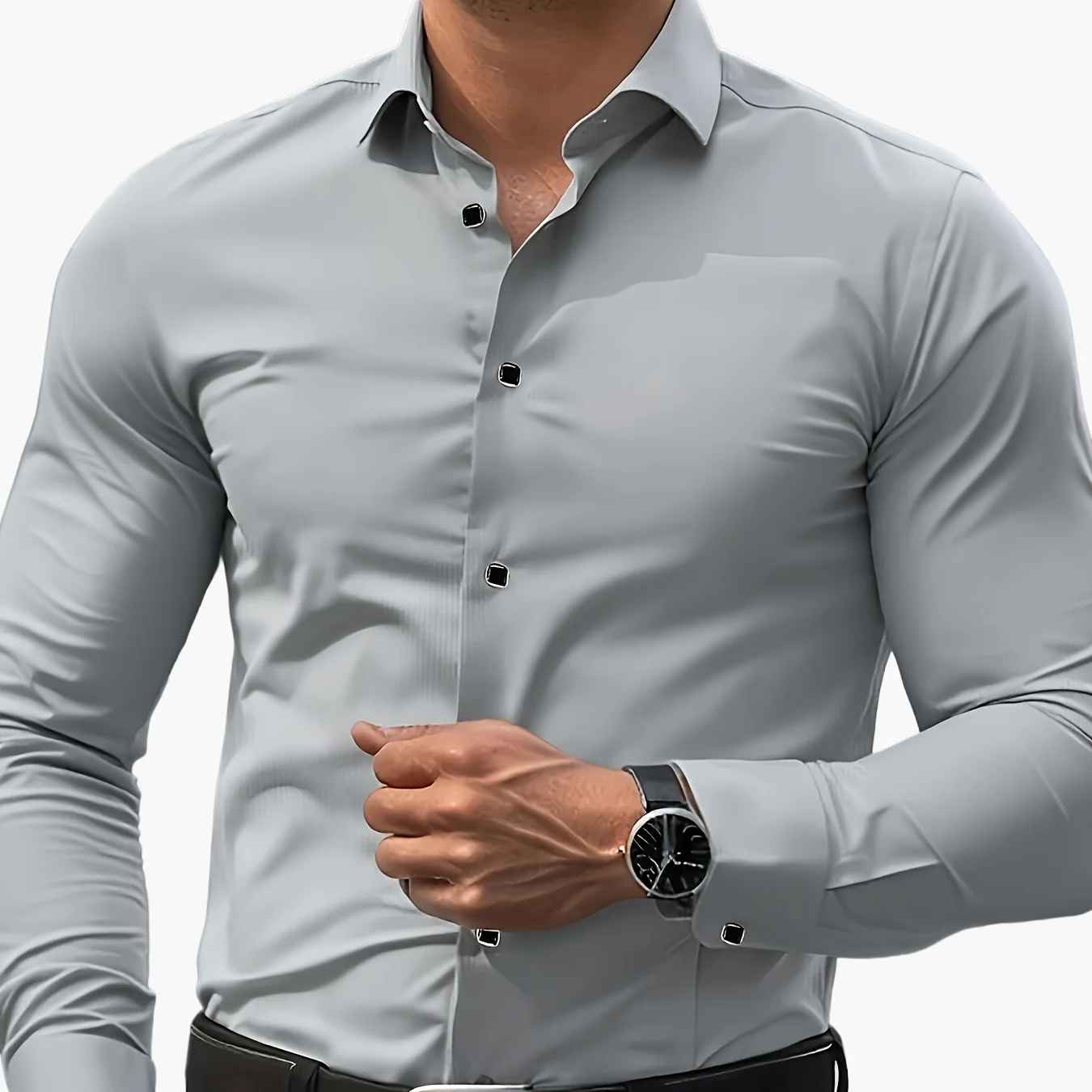 Chemise élégante à manches longues pour homme - Coupe ajustée, style business et urbain - Image 15