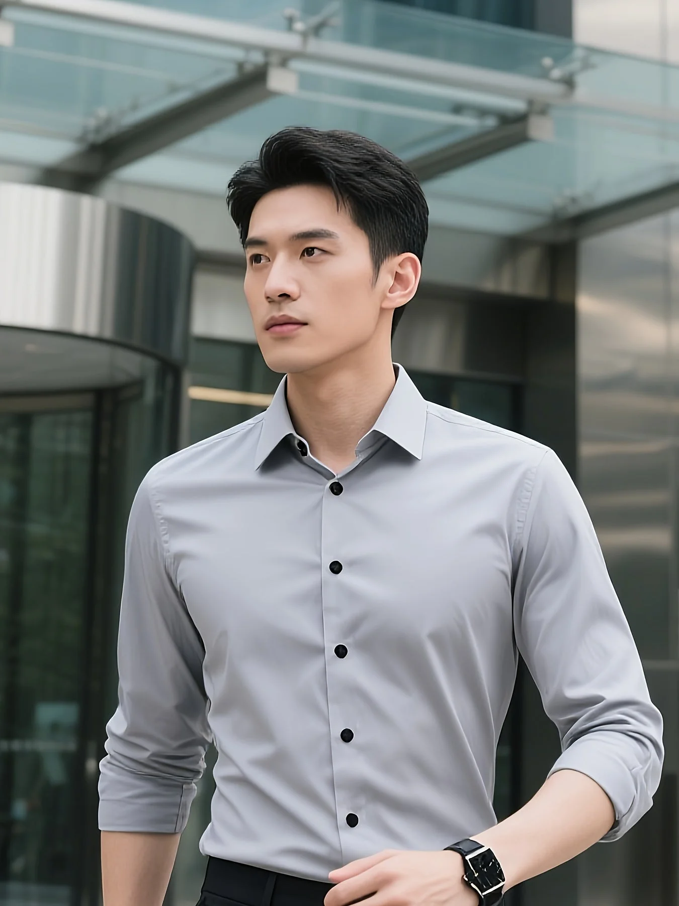 Chemise élégante à manches longues pour homme - Coupe ajustée, style business et urbain - Image 6