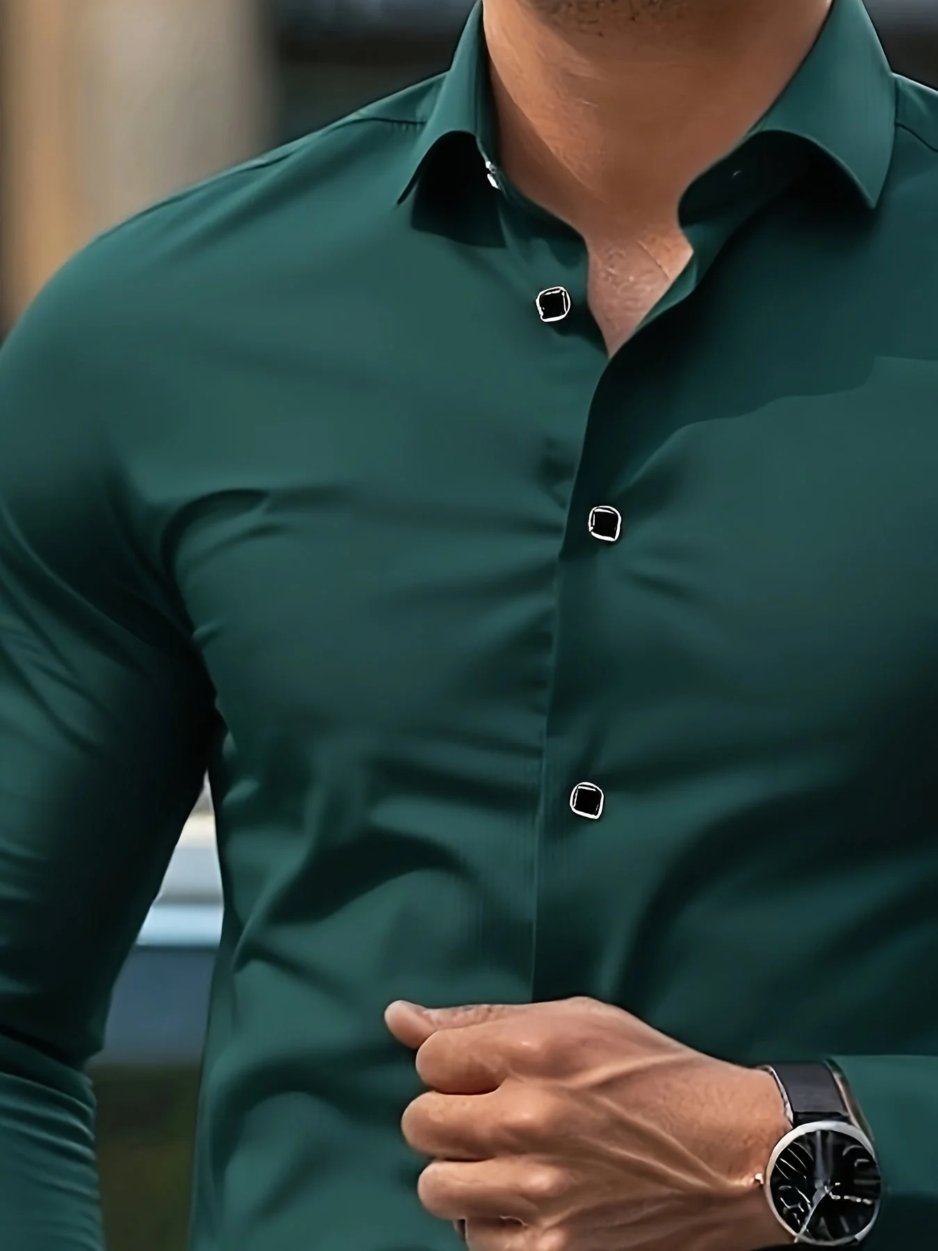 Chemise élégante à manches longues pour homme - Coupe ajustée, style business et urbain - Image 9