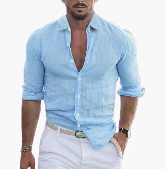 Chemise d'Été Homme Élégante Décontractée – Manches Longues, Look Moderne, Idéale pour la Saison Chaude - Image 3