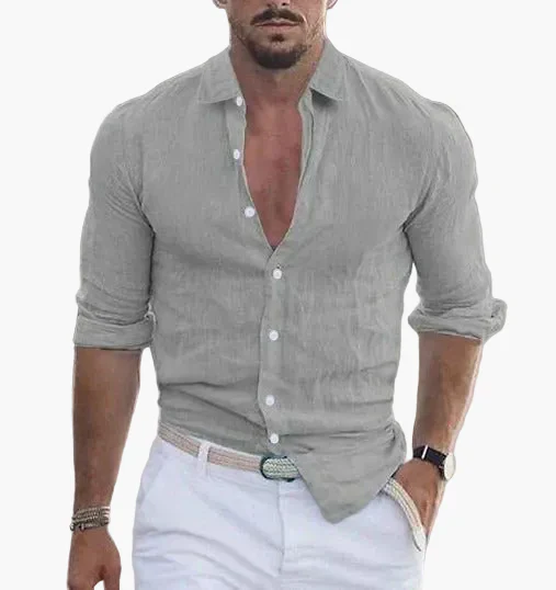 Chemise d'Été Homme Élégante Décontractée – Manches Longues, Look Moderne, Idéale pour la Saison Chaude - Image 4