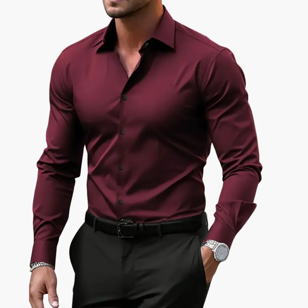 Chemise habillée homme coupe classique style polyvalent pour affaires et occasions décontractées - Image 2