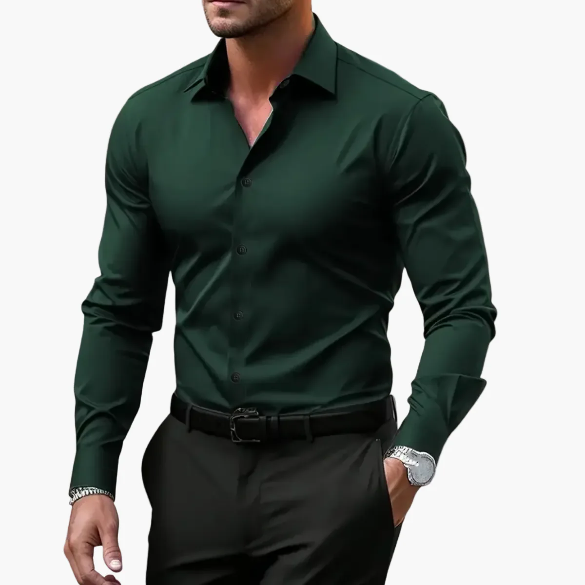 Chemise habillée homme coupe classique style polyvalent pour affaires et occasions décontractées - Image 3