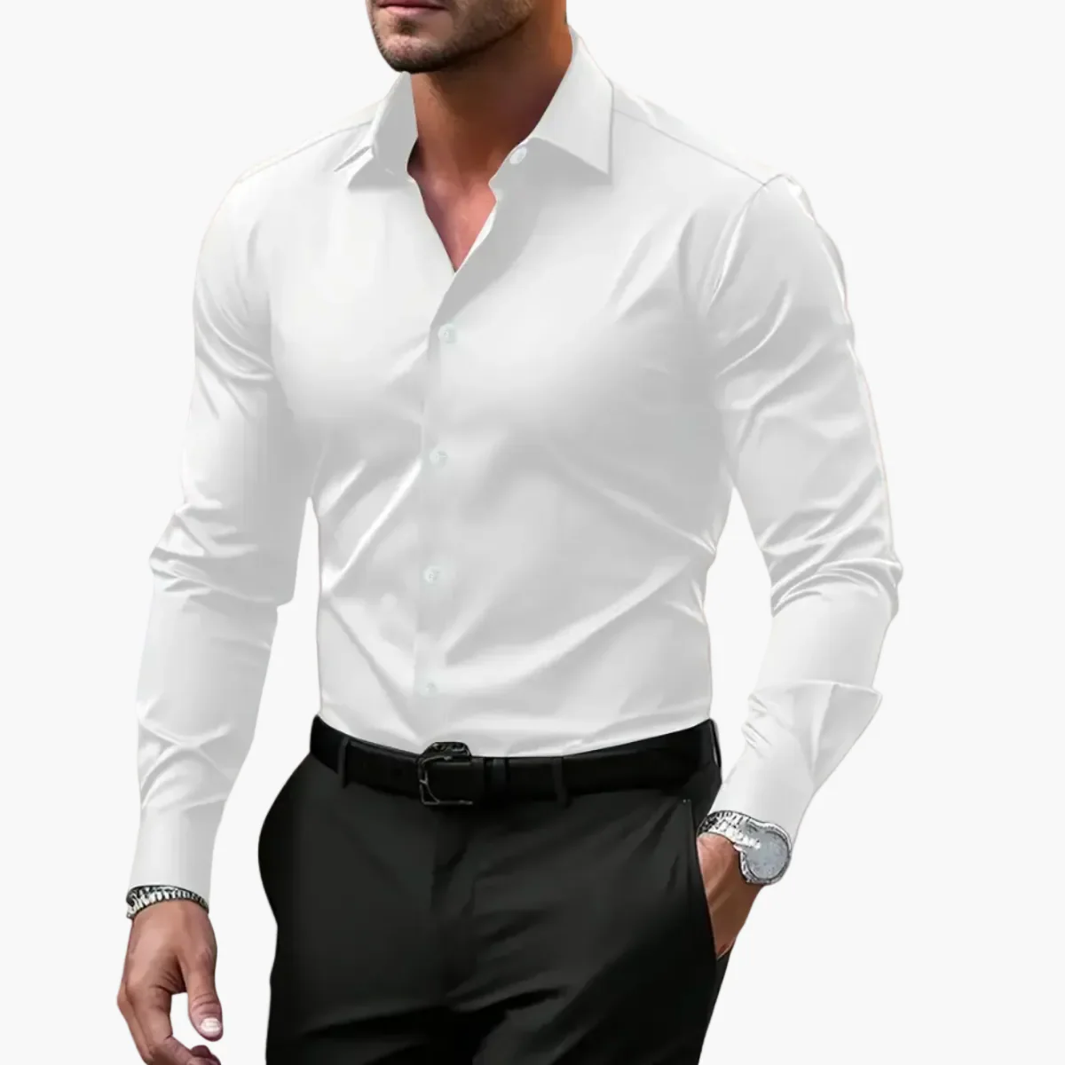 Chemise habillée homme coupe classique style polyvalent pour affaires et occasions décontractées - Image 4
