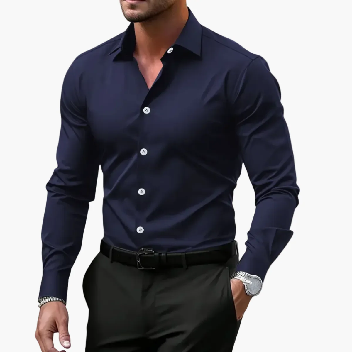 Chemise habillée homme coupe classique style polyvalent pour affaires et occasions décontractées - Image 5