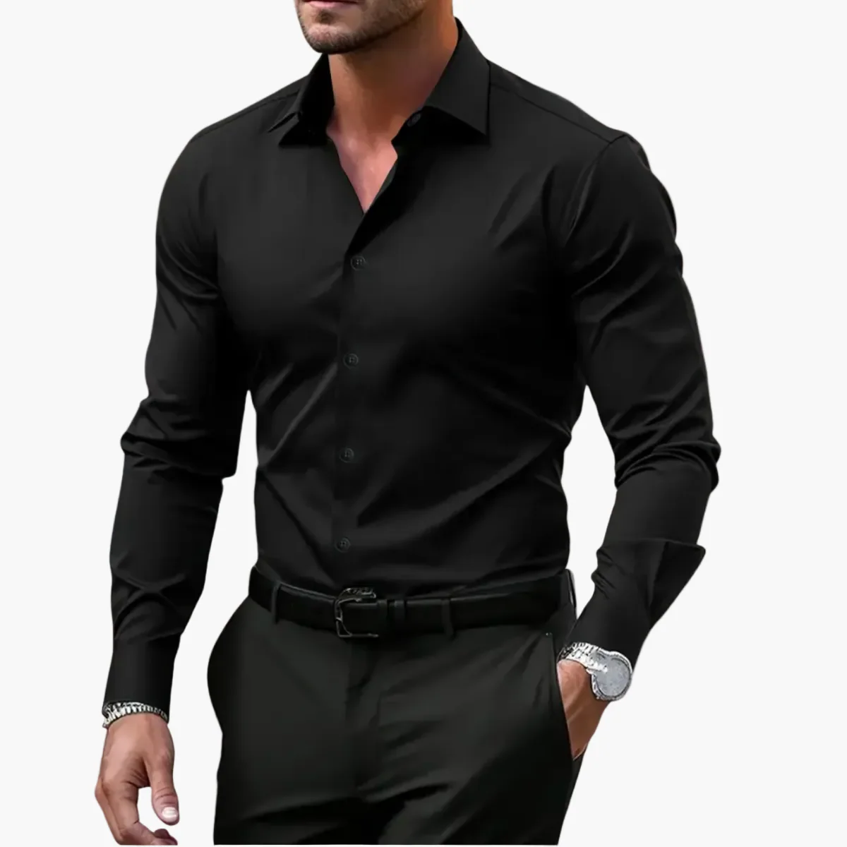 Chemise habillée homme coupe classique style polyvalent pour affaires et occasions décontractées - Image 6