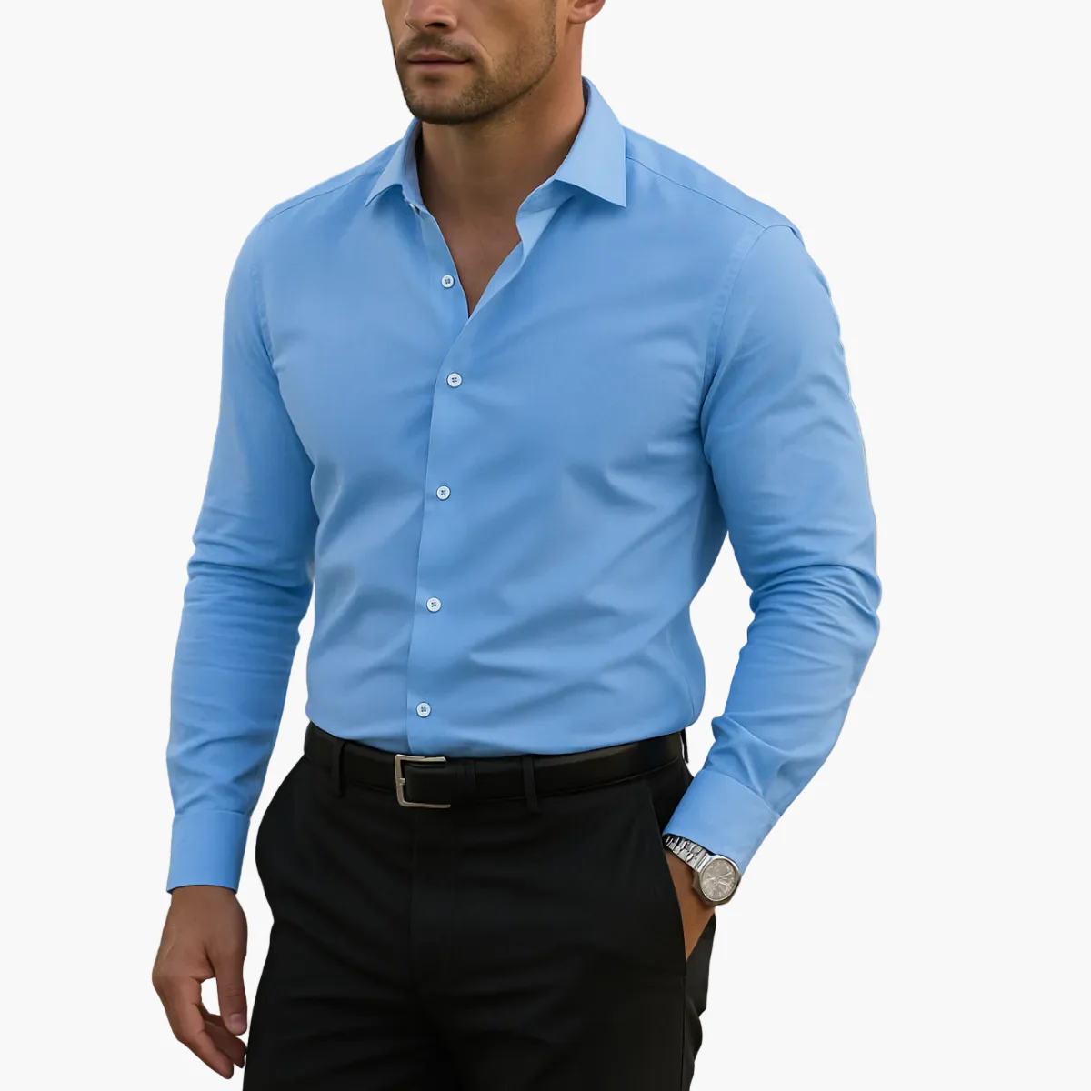 Chemise habillée homme coupe classique style polyvalent pour affaires et occasions décontractées - Image 7