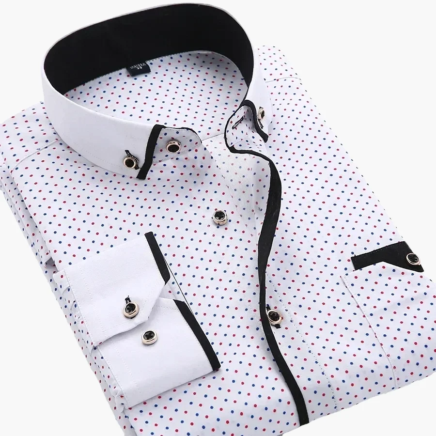 Chemise habillée homme élégante motif géométrique manches longues pour occasions formelles et affaires - Image 2