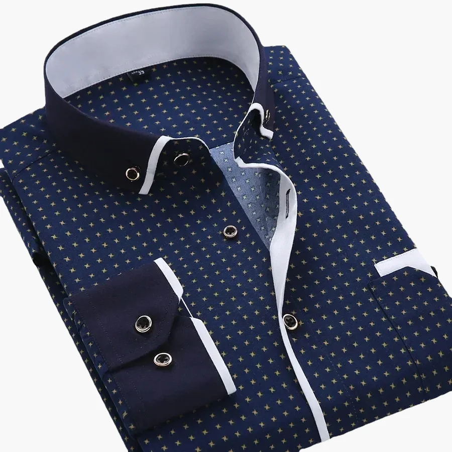 Chemise habillée homme élégante motif géométrique manches longues pour occasions formelles et affaires - Image 3