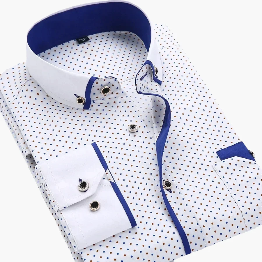 Chemise habillée homme élégante motif géométrique manches longues pour occasions formelles et affaires - Image 4