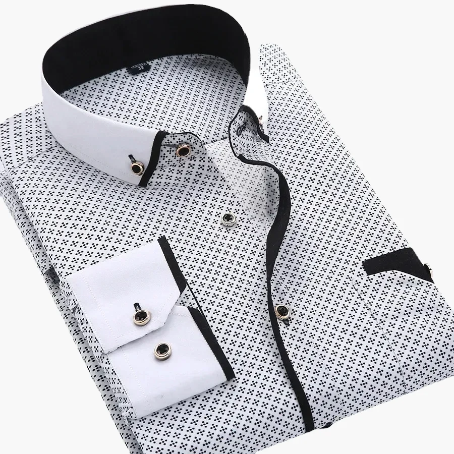 Chemise habillée homme élégante motif géométrique manches longues pour occasions formelles et affaires - Image 5