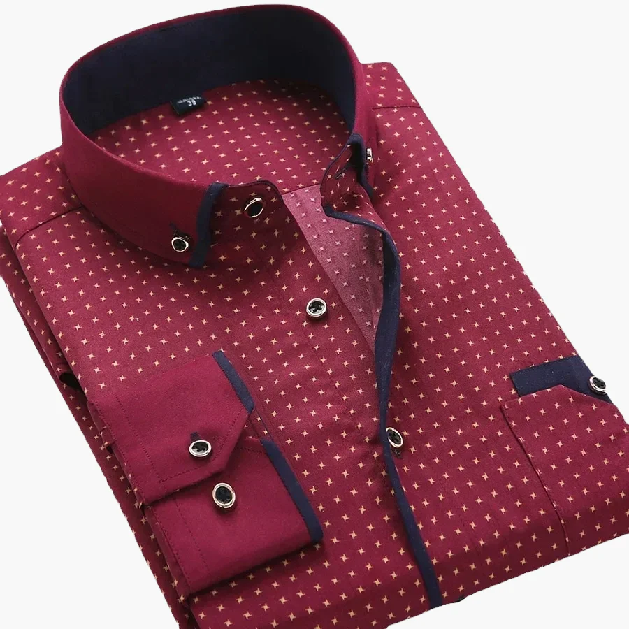Chemise habillée homme élégante motif géométrique manches longues pour occasions formelles et affaires - Image 6