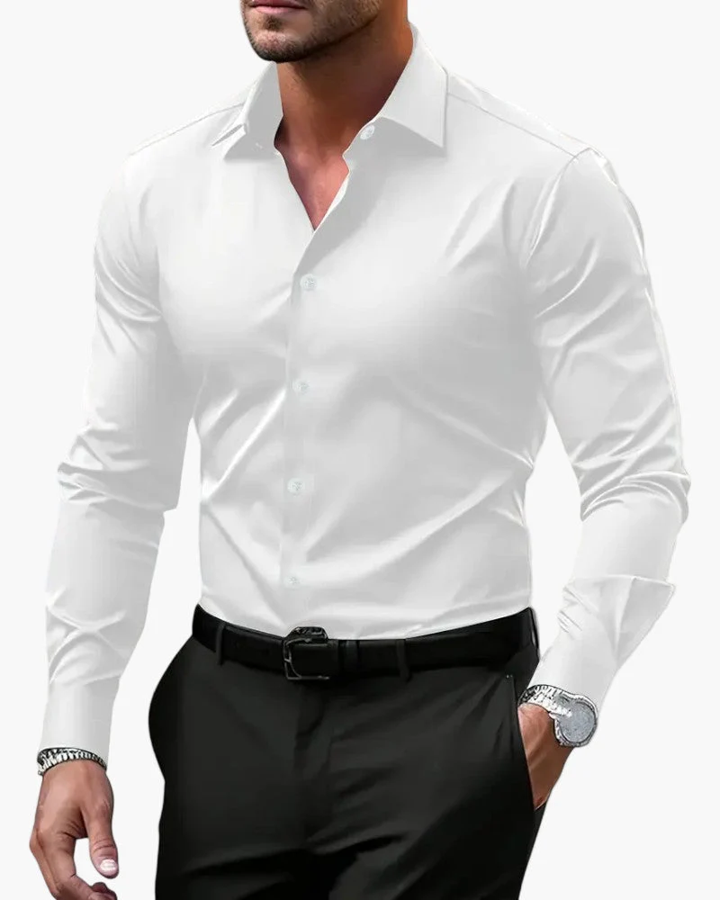 Chemise habillée homme à manches longues coupe ajustée style élégant pour occasions professionnelles et soirées - Image 2