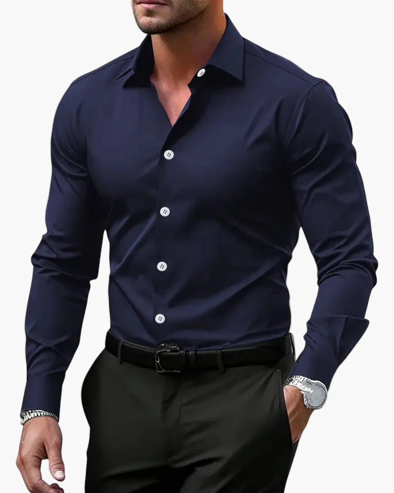 Chemise habillée homme à manches longues coupe ajustée style élégant pour occasions professionnelles et soirées - Image 3