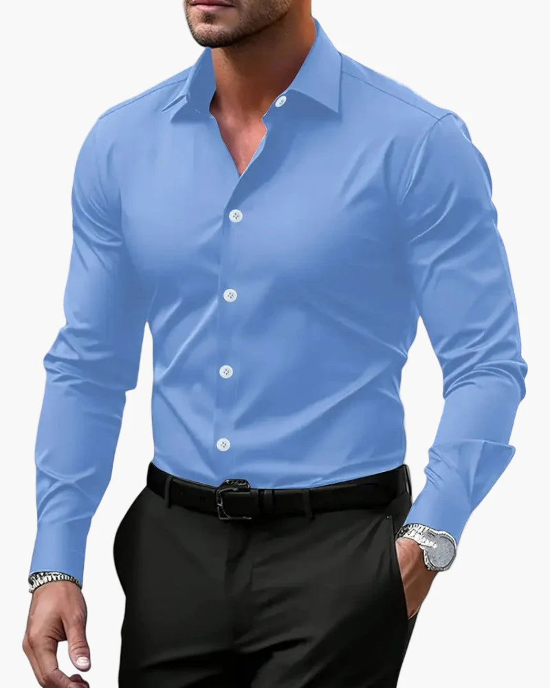 Chemise habillée homme à manches longues coupe ajustée style élégant pour occasions professionnelles et soirées - Image 4