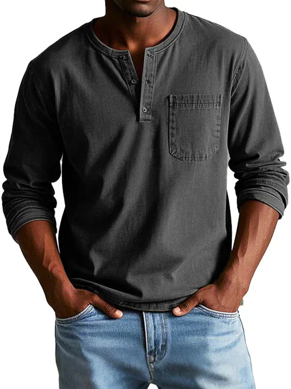 Chemise Henley à Manches Longues pour Homme – Style Décontracté et Élégant pour Toutes Occasions - Image 10
