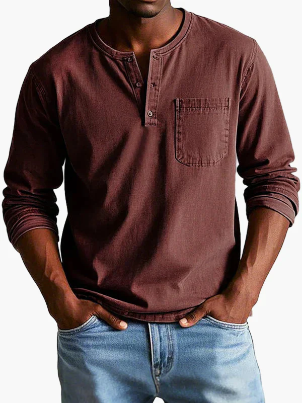 Chemise Henley à Manches Longues pour Homme – Style Décontracté et Élégant pour Toutes Occasions - Image 2