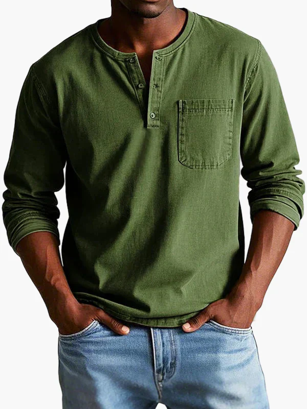 Chemise Henley à Manches Longues pour Homme – Style Décontracté et Élégant pour Toutes Occasions - Image 3