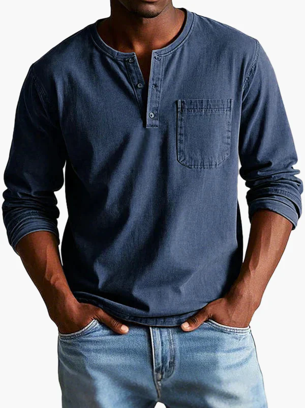 Chemise Henley à Manches Longues pour Homme – Style Décontracté et Élégant pour Toutes Occasions - Image 4