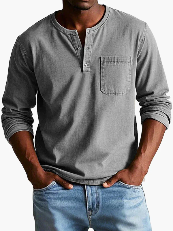 Chemise Henley à Manches Longues pour Homme – Style Décontracté et Élégant pour Toutes Occasions - Image 5