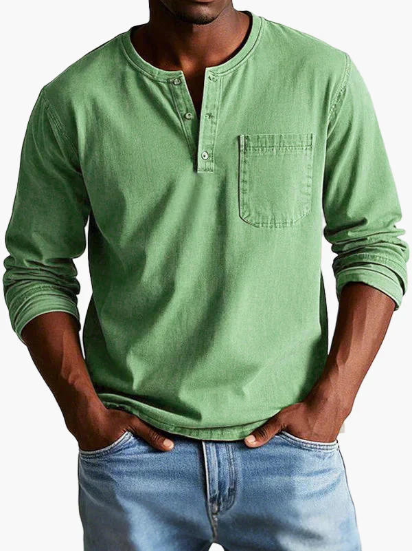 Chemise Henley à Manches Longues pour Homme – Style Décontracté et Élégant pour Toutes Occasions - Image 6