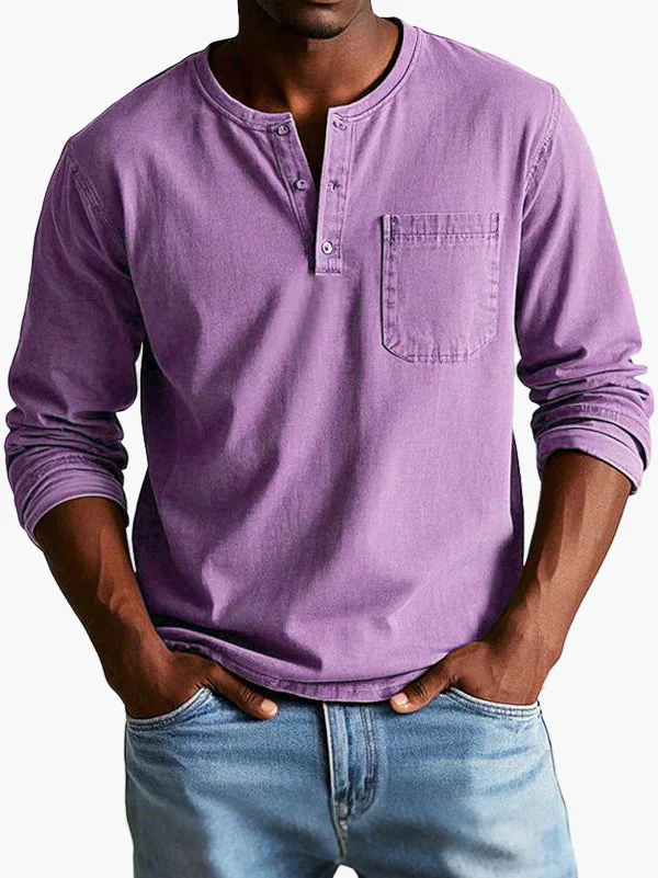 Chemise Henley à Manches Longues pour Homme – Style Décontracté et Élégant pour Toutes Occasions - Image 8