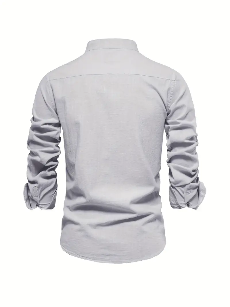 Chemise homme col mao manches longues élégante style casual business - Image 10