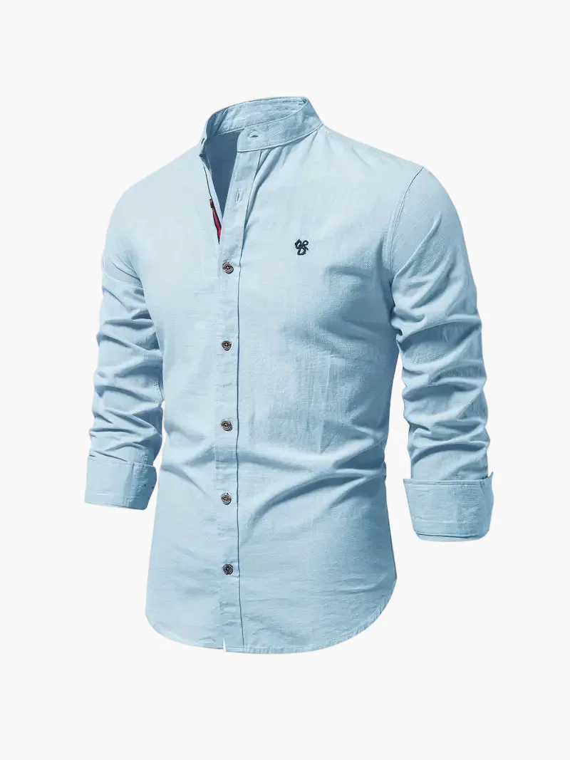 Chemise homme col mao manches longues élégante style casual business - Image 11