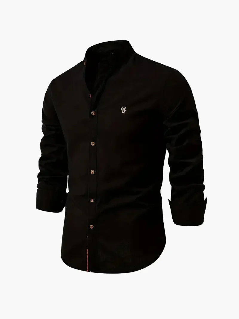 Chemise homme col mao manches longues élégante style casual business - Image 13