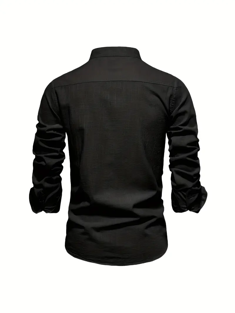 Chemise homme col mao manches longues élégante style casual business - Image 14