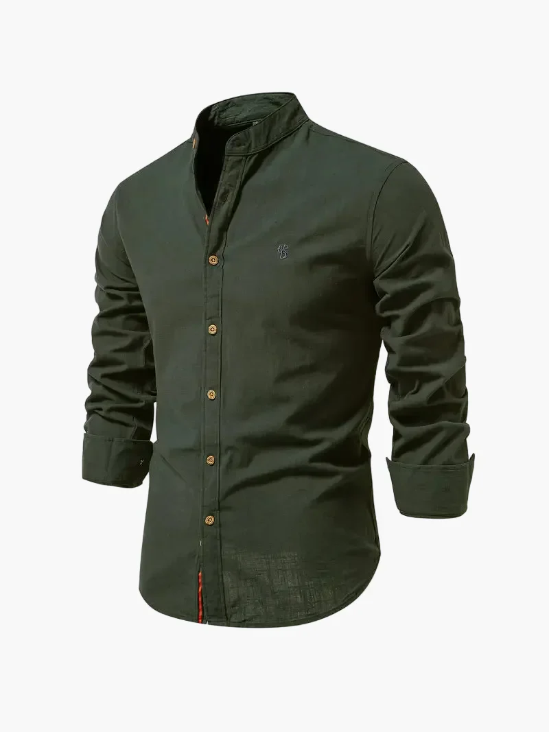 Chemise homme col mao manches longues élégante style casual business - Image 15